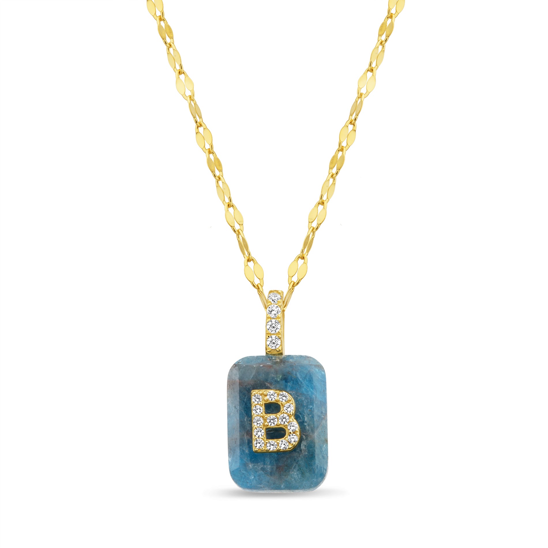 Gold and Apatite Initial Pendant